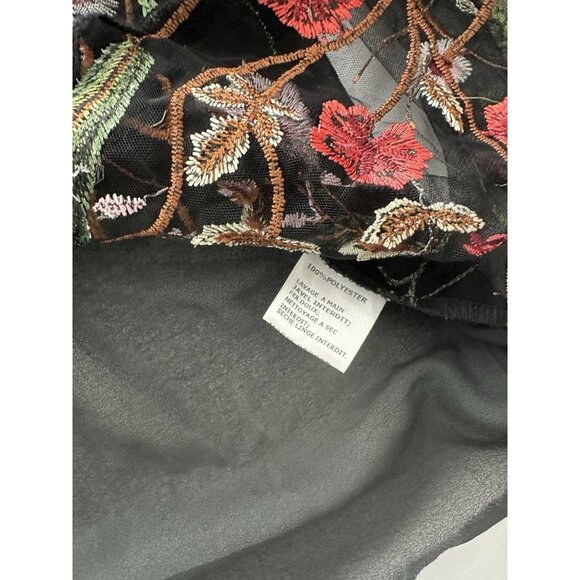 Ten Sixty Black Floral Mesh Top Sheer Blouse XS - Picture 5 of 10
